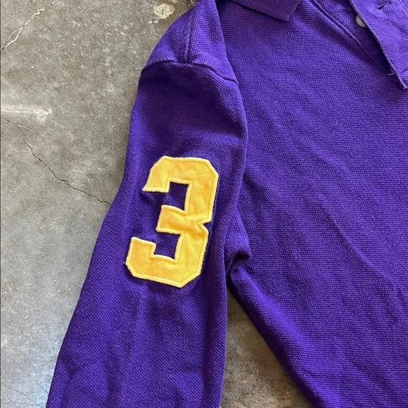 POLO RALPH LAUREN LONG SLEEVE purple large Gold Pony RUGBY polo BOYS SIZE 6 - Picture 3 of 7